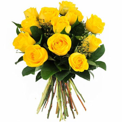 Dozen Yellow Roses hand bouquet.