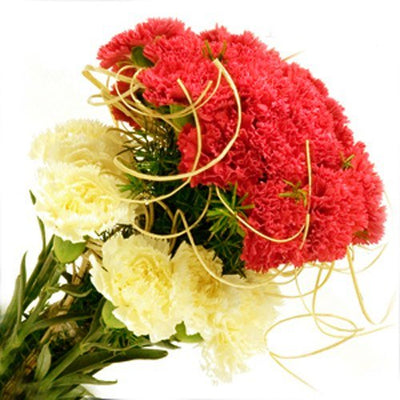 30 Red and Yellow Carnations Designer Bouquet
 Free Message Card