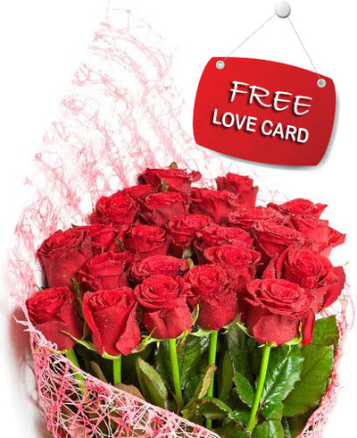  Premium Red Roses hand bouquet of 18 Stem LS Roses
 Free Love Greeting Card worth 150 Rs
