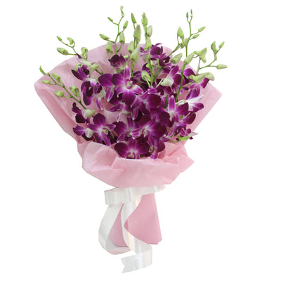  Bouquet of 10 Stem purple shade orchids
 Free Message Card