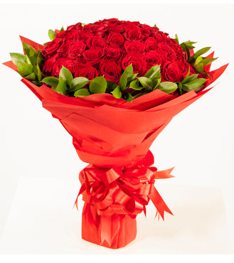  36 Stem Pure Red Rose Bouquet.
 Free Message Card