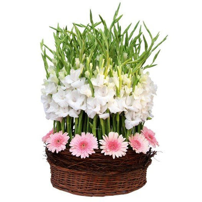 bouquet of 50 + flowers designed in a basket