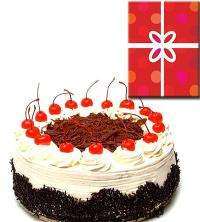  500 gm Black Forest Cake
 Serves 2-3 People
 Occasional Greeting card