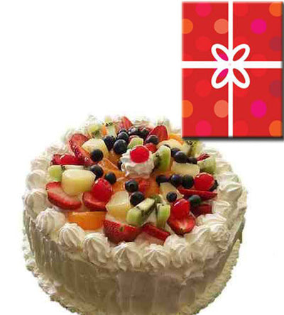  1 KG Fresh Fruit Cake
 Serves 4-6 People
 Occasional greeting card