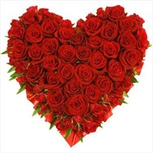  40 Red Roses Heart shape arrangement.
 Free Message Card