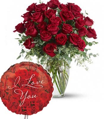  18 Stem Red Roses bouquet with a Premium "I Love U" Mylar Balloon with stick (Aprox 1.8 Feet Large)
 Free Message Card

Note: This product is available only in few cities only (Cities Mentioned below). If you do not find your "Delivery City" listed over here, then please choose any other product or CALL US! Thank you!