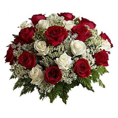 36 Red & White roses basket